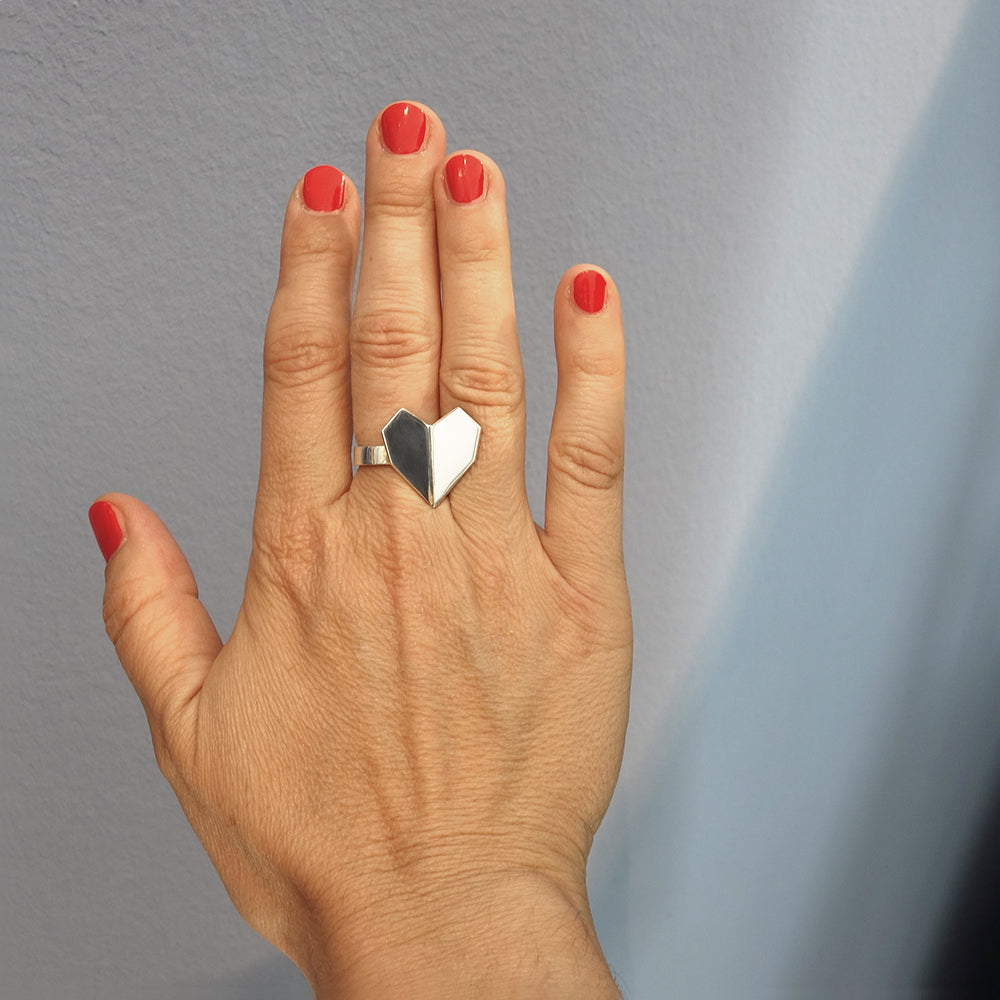 Hearts Folded ring - large