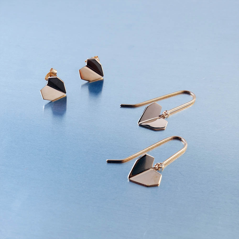Hearts folded Ohrstecker